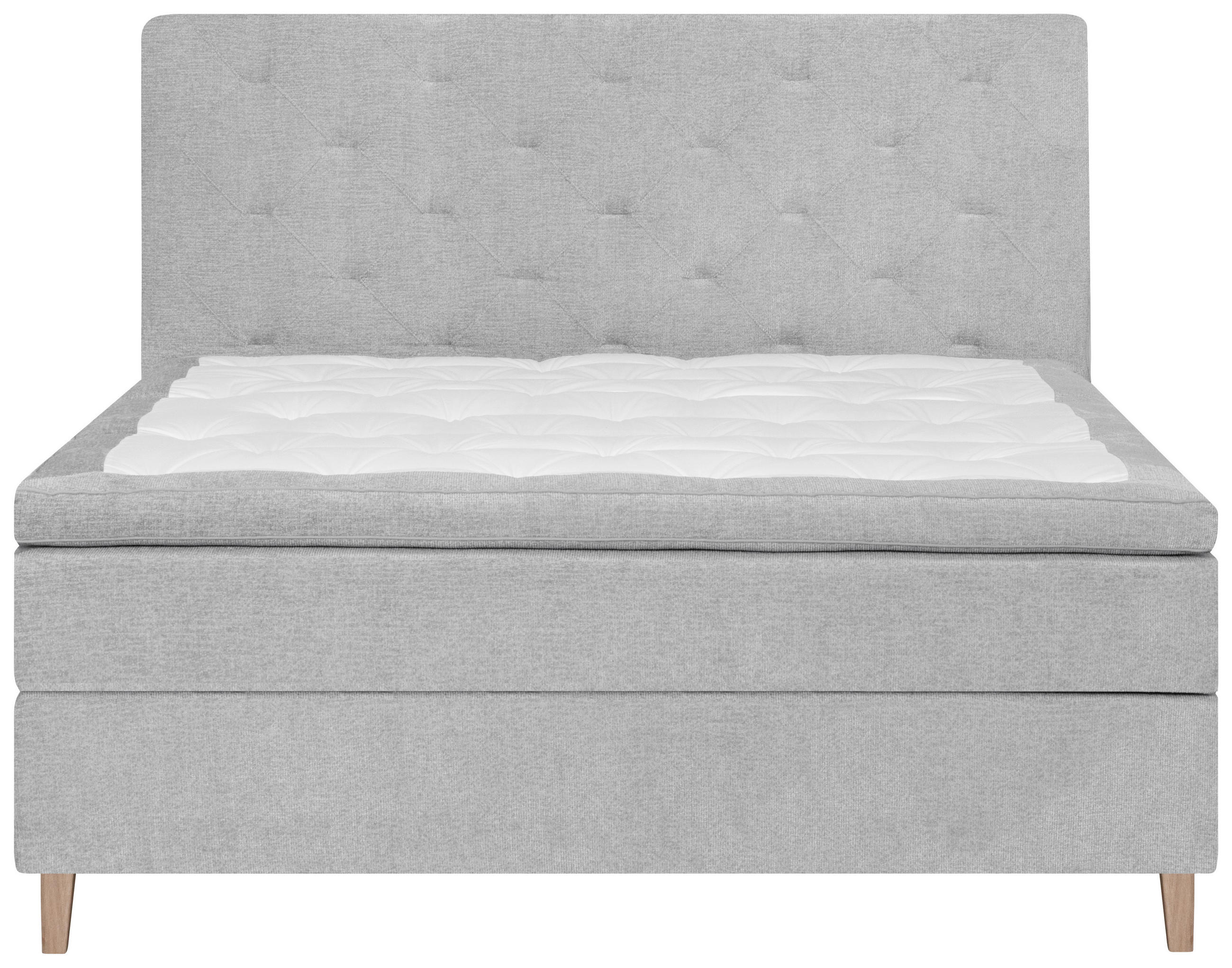 BOXSPRINGBETT 160/200 cm  in Grau  - Eichefarben/Grau, KONVENTIONELL, Holz/Textil (160/200cm) - Welnova