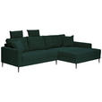 ECKSOFA Dunkelgrün Cord  - Dunkelgrün/Schwarz, KONVENTIONELL, Textil/Metall (276/173cm) - Carryhome