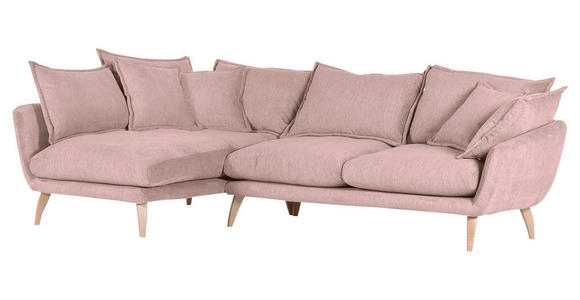 ECKSOFA in Mikrofaser Rosa  - Buchefarben/Rosa, Trend, Holz/Textil (170/267cm) - Ambia Home