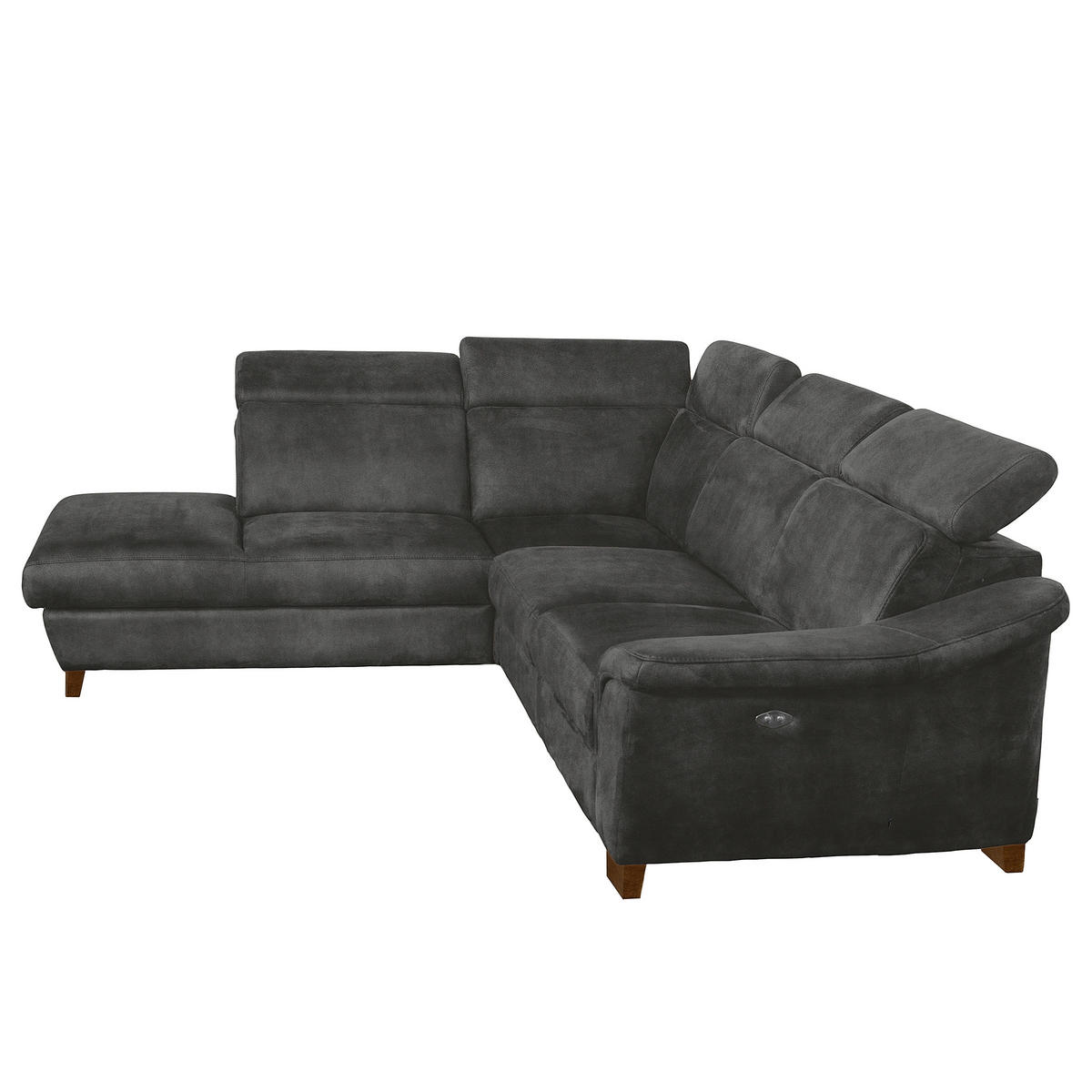 ECKSOFA TREND in Mikrofaser Anthrazit Bettkasten, Relaxfunktion, Kopfteilverstellung  238/276 cm  - Wengefarben/Anthrazit, Design, Holz/Textil (238/276cm) - Livetastic