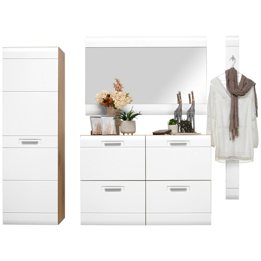 Garderoben-set Auris Weiß/eiche Dekor 4--Teilig.
