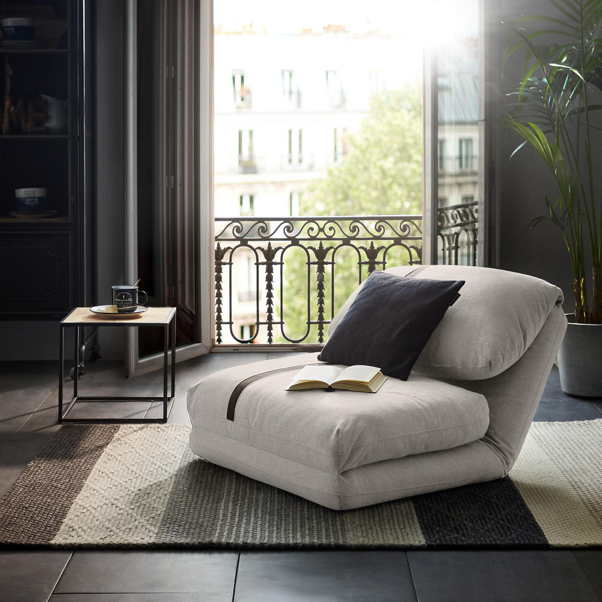 SCHLAFSESSEL  in Webstoff Dunkelbraun, Beige  - Dunkelbraun/Beige, Design, Textil (78/58/82cm) - Livetastic