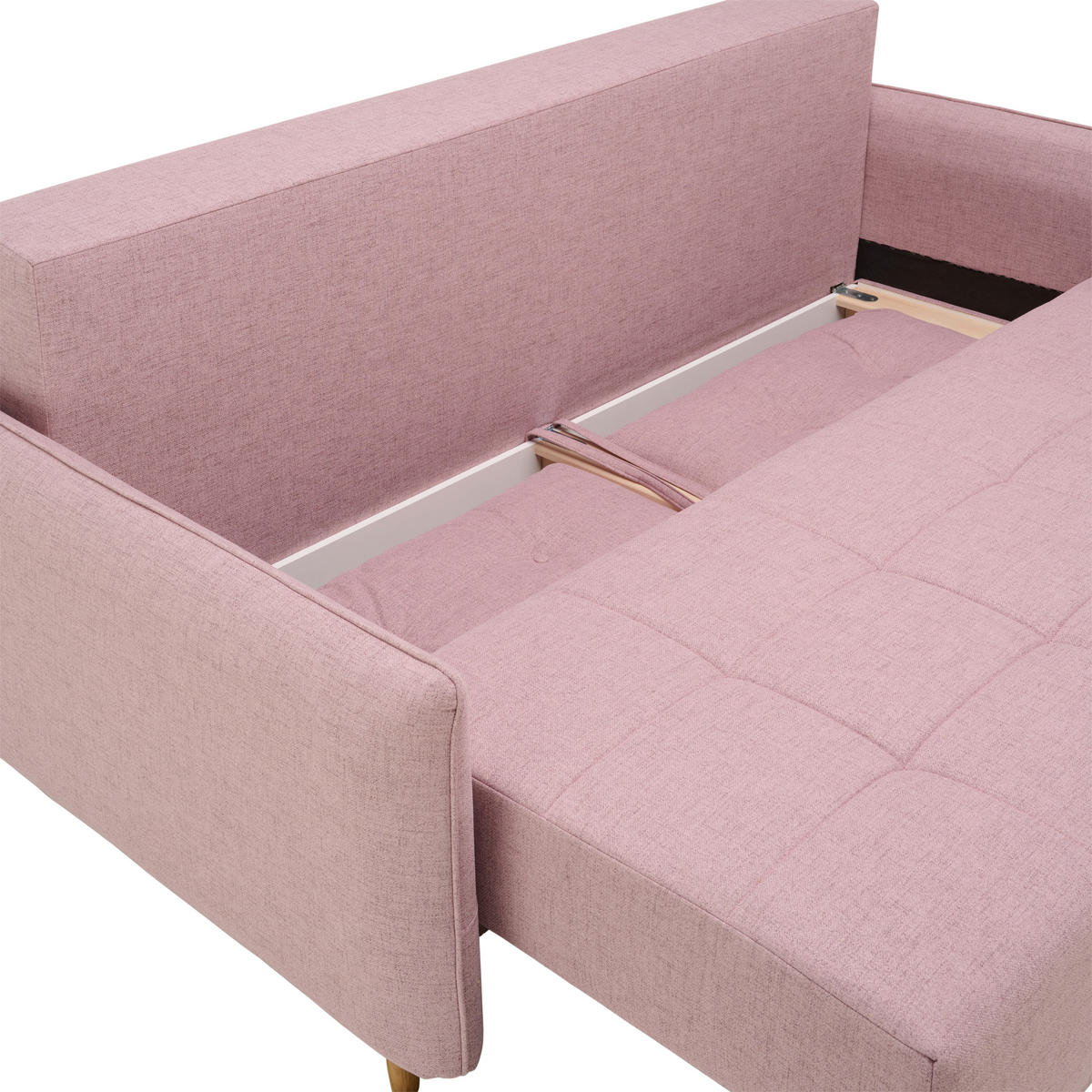 SCHLAFSOFA Webstoff Rosa  - Eichefarben/Rosa, Design, Holz/Textil (227/98/113cm) - Carryhome