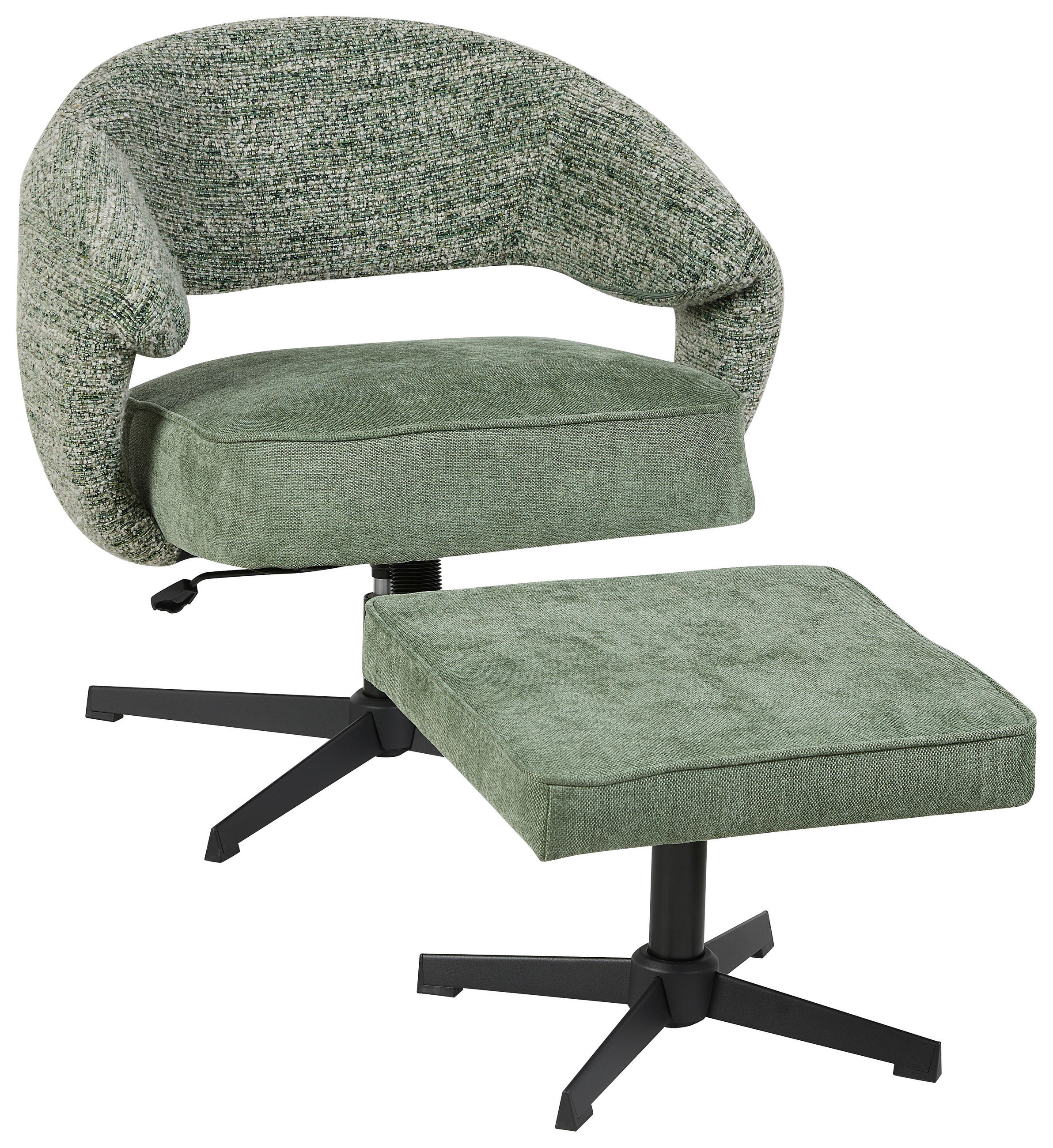 RELAXSESSELSET Leinenoptik Hocker    - Schwarz/Grün, Design, Textil/Metall (78/77-88/74cm) - Carryhome