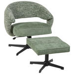RELAXSESSELSET Leinenoptik Hocker    - Schwarz/Grün, Design, Textil/Metall (78/77-88/74cm) - Carryhome