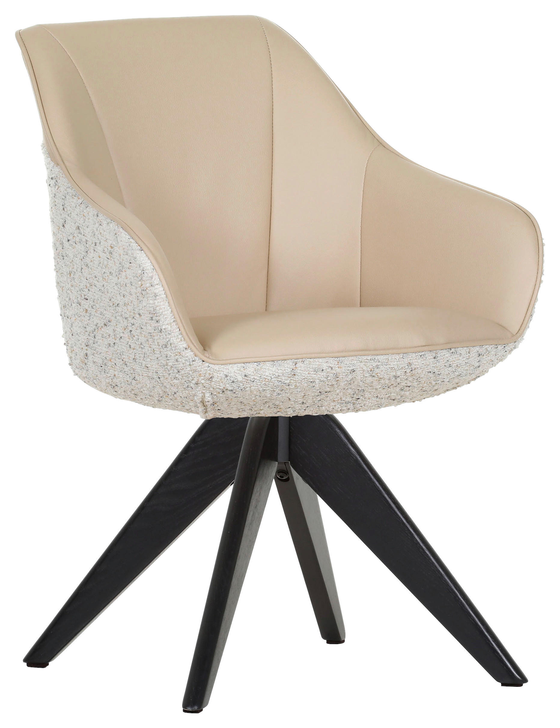 ARMLEHNSTUHL  in Chenille, Lederlook  - Beige/Creme, KONVENTIONELL, Holz/Textil (60/83/65cm) - Landscape