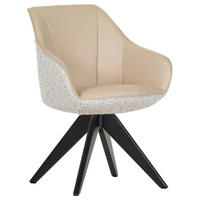 ARMLEHNSTUHL  in Chenille, Lederlook  - Beige/Creme, KONVENTIONELL, Holz/Textil (60/83/65cm) - Landscape