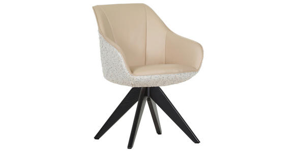 ARMLEHNSTUHL  Sitzfläche 360° drehbar, automatische Rückholfunktion Chenille, Lederlook  - Beige/Creme, KONVENTIONELL, Holz/Textil (60/83/65cm) - Landscape