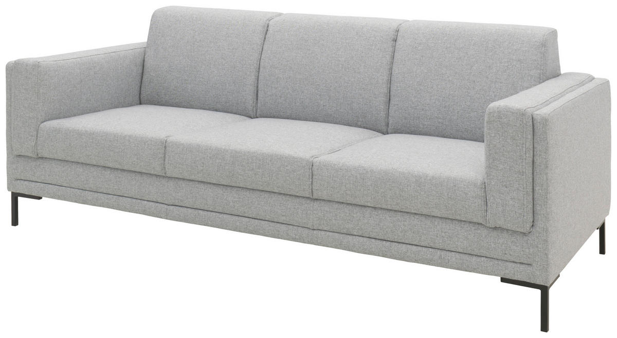 3-SITZER-SOFA Webstoff Silberfarben  - Silberfarben/Schwarz, Design, Textil/Metall (210/82/90cm) - LOOKS by W.Joop