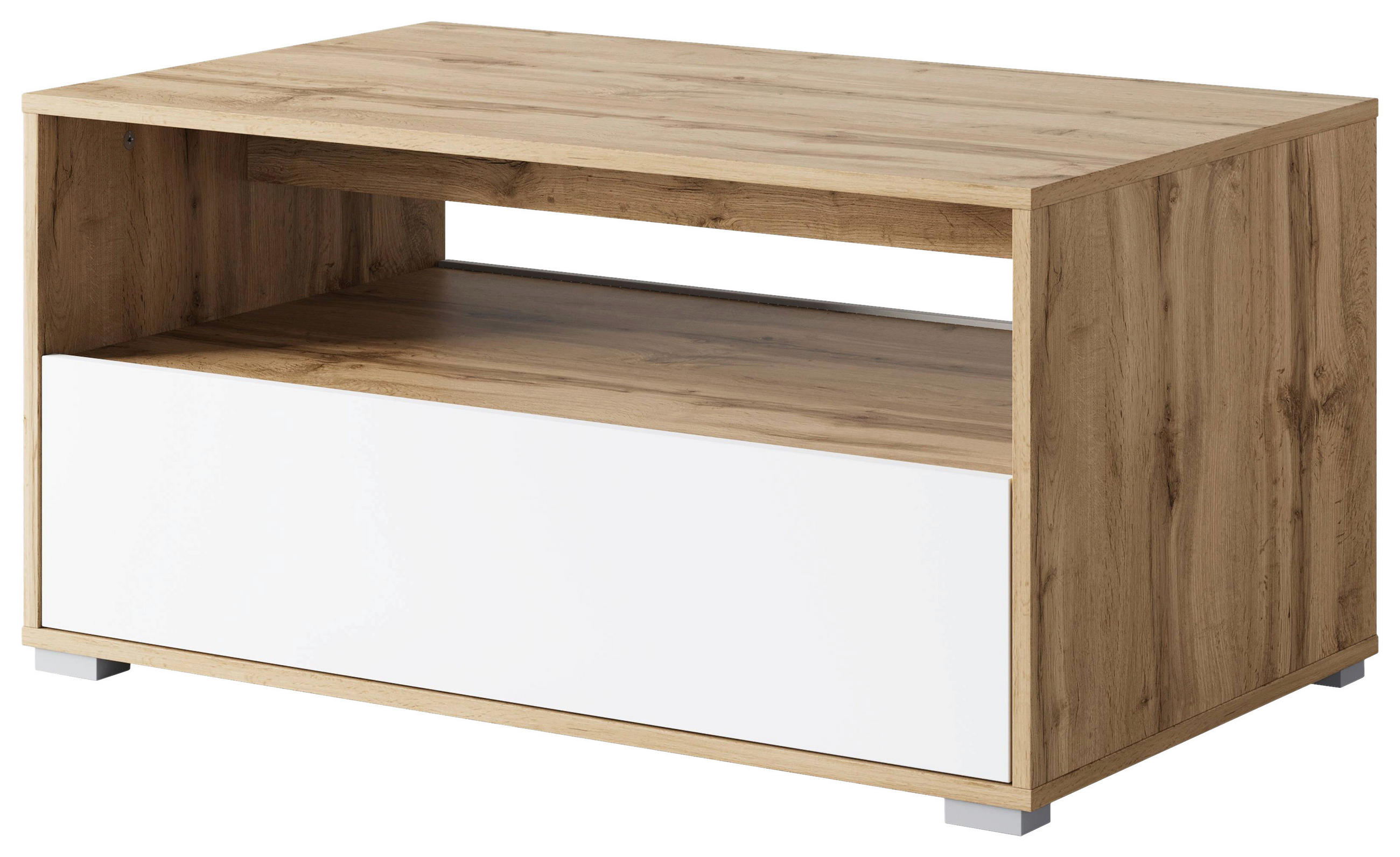 COUCHTISCH Weiß, Eiche Wotan  - Eiche Wotan/Weiß, Trend, Holzwerkstoff/Kunststoff (90/45/55cm) - Livetastic