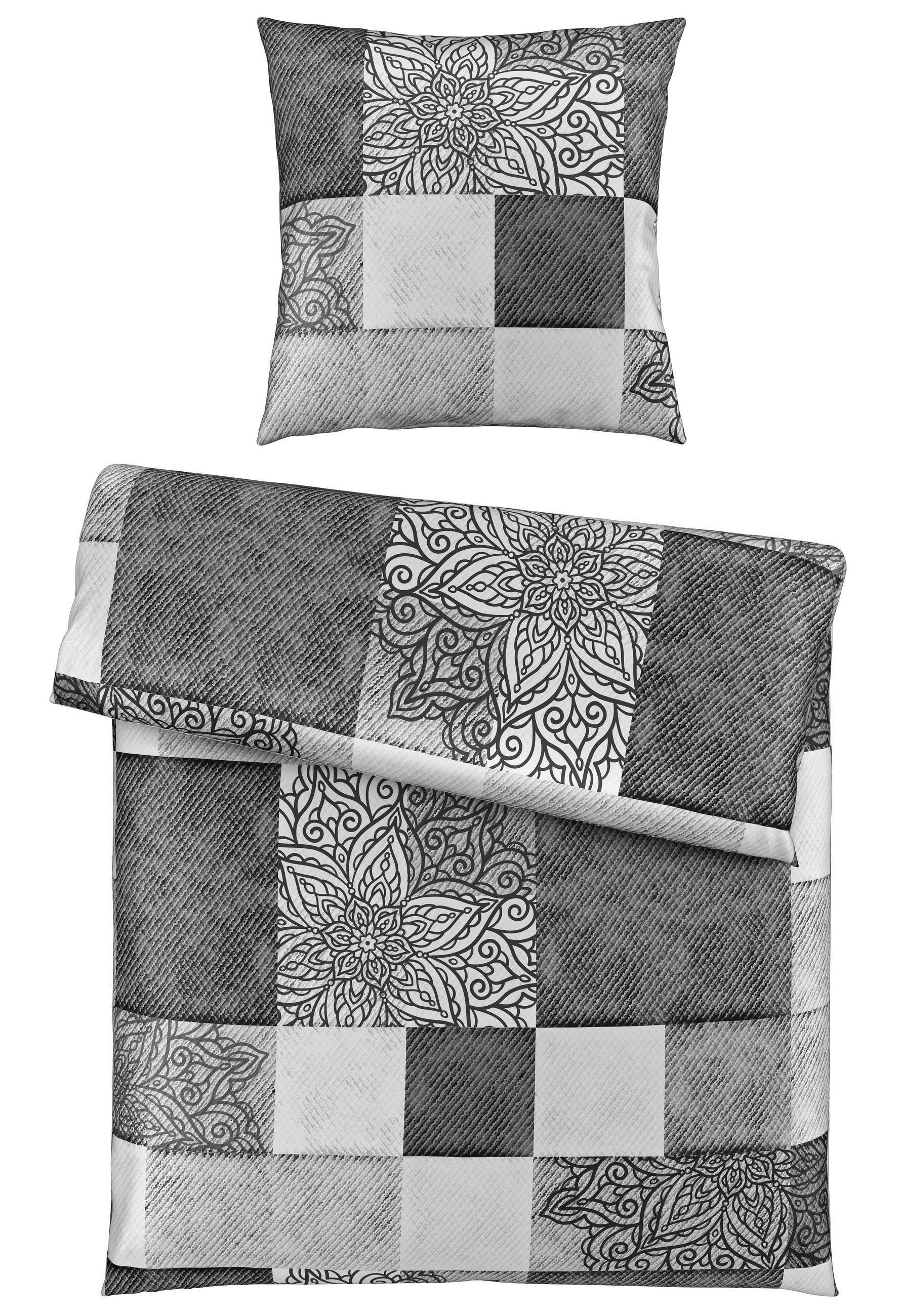 BETTWÄSCHE Onkali Satin 155/220 cm  - Anthrazit/Silberfarben, KONVENTIONELL, Textil (155/220cm) - Esposa