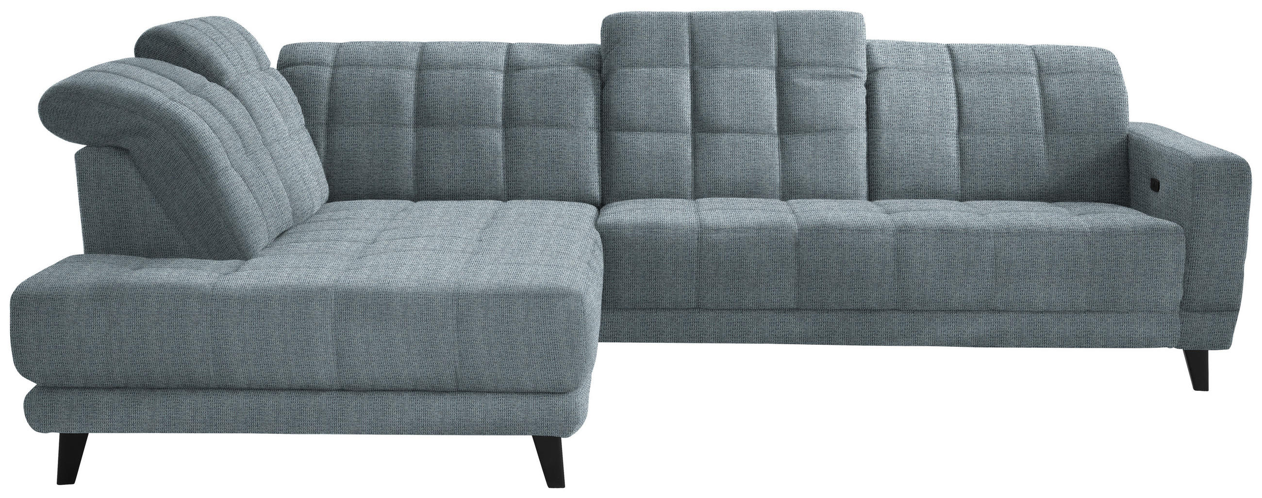 ECKSOFA in Webstoff Hellblau  216/302 cm  - Schwarz/Hellblau, Design, Holz/Textil (216/302cm) - Xora