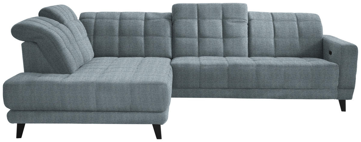 ECKSOFA in Webstoff Hellblau  - Schwarz/Hellblau, Design, Holz/Textil (216/302cm) - Xora
