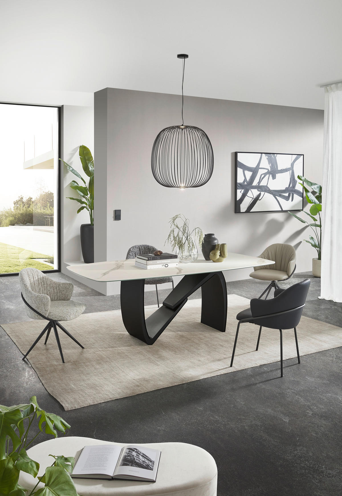 ESSTISCH in Metall, Keramik 220/110/76 cm  - Beige/Schwarz, Design, Keramik/Metall (220/110/76cm) - Emilio Belluti