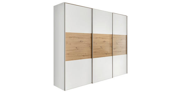 SCHWEBETÜRENSCHRANK  in Weiß, Eiche Artisan  - Alufarben/Weiß, Holzwerkstoff/Metall (249/222/68cm) - Moderano