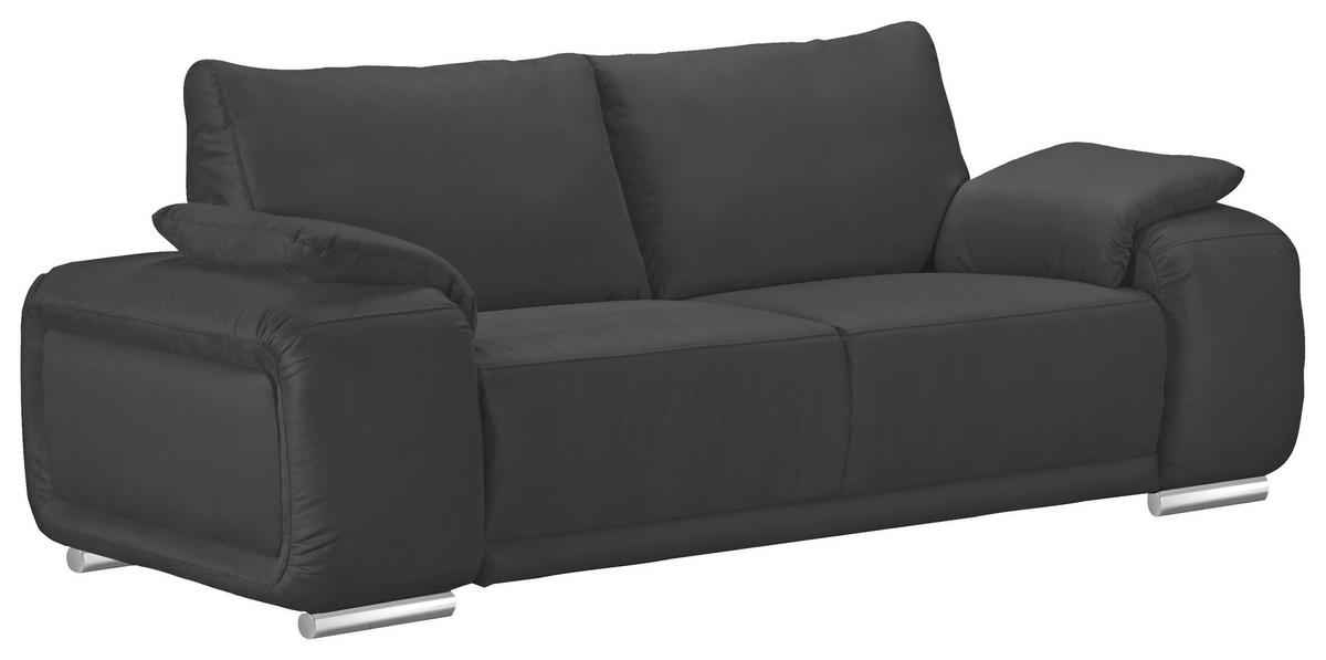 2-SITZER-SOFA Lederlook Anthrazit  - Chromfarben/Anthrazit, KONVENTIONELL, Textil/Metall (212/85/95cm) - Carryhome