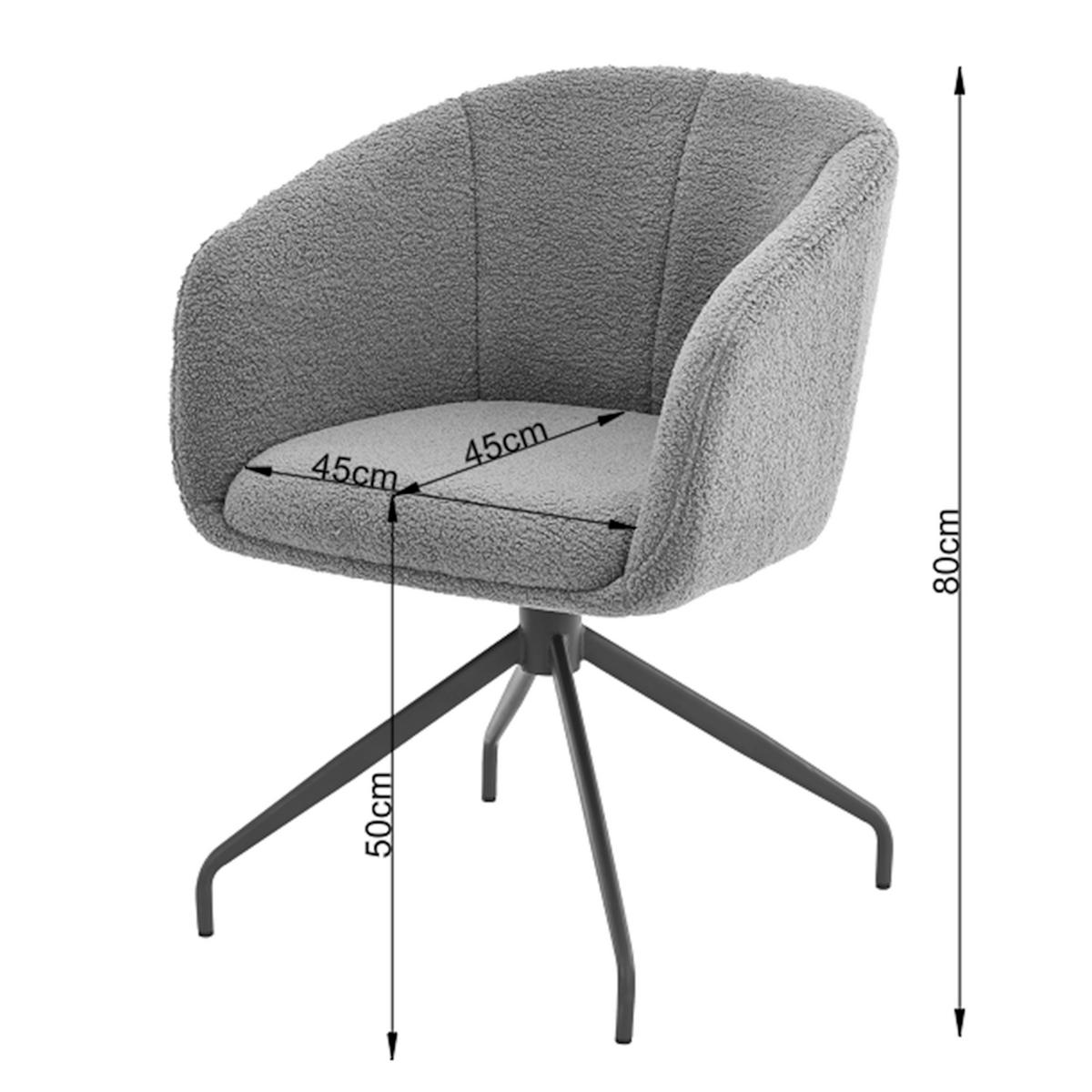 ARMLEHNSTUHL  Sitzfläche 360° drehbar, inklusive Armlehnen, automatische Rückholfunktion Teddystoff  Braun  - Dunkelbraun/Braun, Design, Textil/Metall (59/79/60cm) - Milino