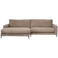 ECKSOFA Taupe Cord  - Taupe/Schwarz, Design, Textil/Metall (190/272cm) - Pure Home Lifestyle