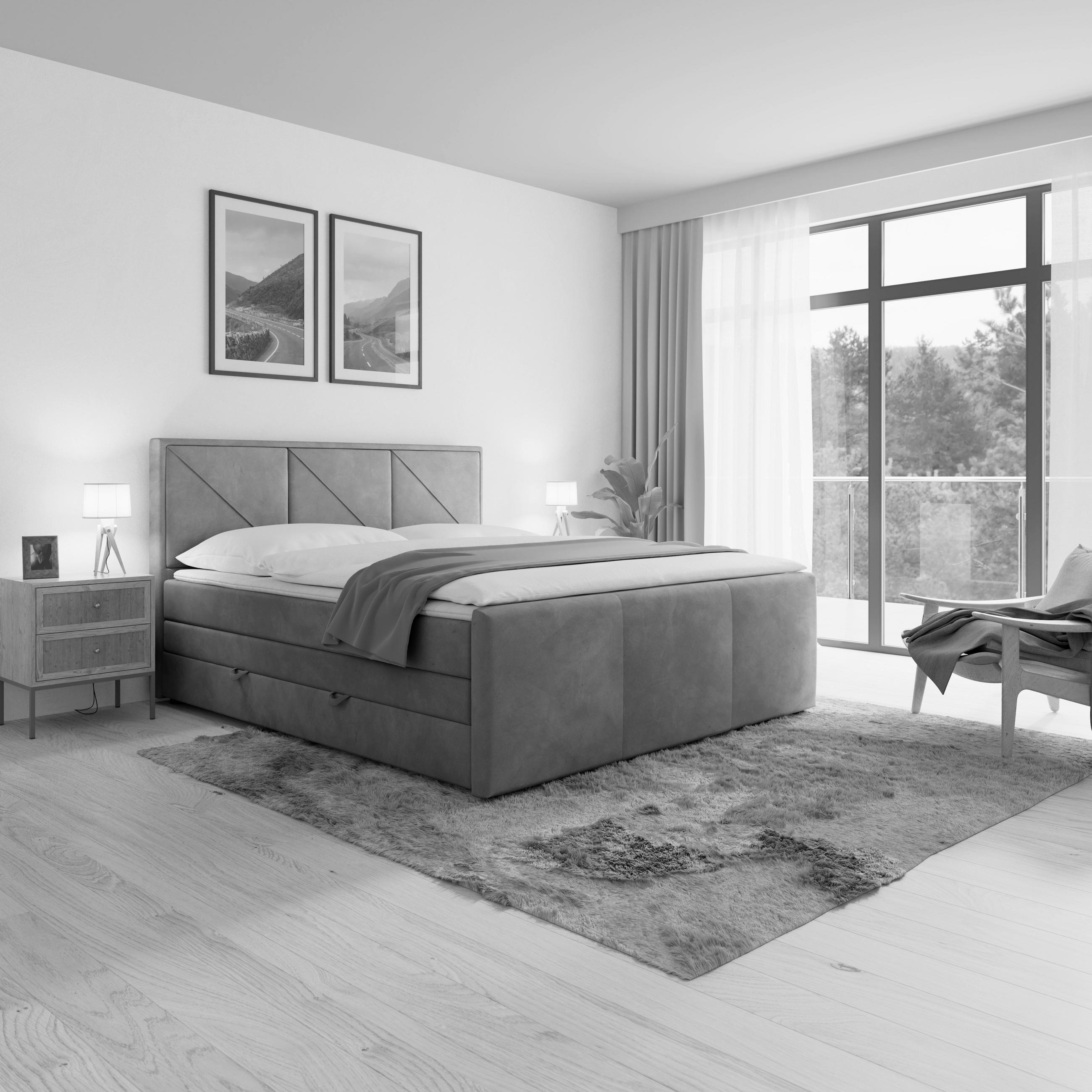 MID.YOU BOXSPRINGOVÁ POSTEĽ, 180/200 cm, svetlosivá