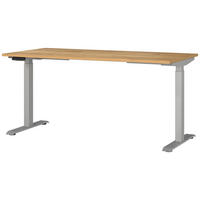 SCHREIBTISCH 160/80/72-118 cm  in Silberfarben, Eichefarben  - Eichefarben/Silberfarben, MODERN, Holzwerkstoff/Metall (160/80/72-118cm) - Novel