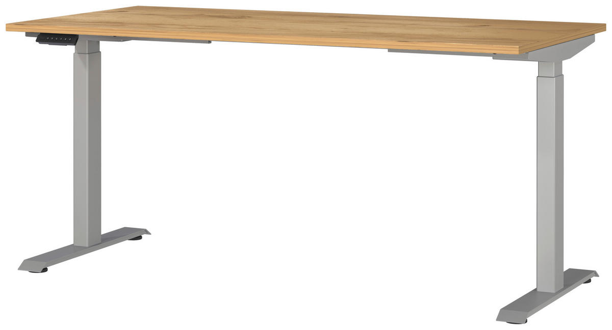 SCHREIBTISCH 160/80/72-118 cm  in Silberfarben, Eichefarben  - Eichefarben/Silberfarben, MODERN, Holzwerkstoff/Metall (160/80/72-118cm) - Novel