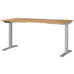 SCHREIBTISCH 160/80/72-118 cm  in Silberfarben, Eichefarben  - Eichefarben/Silberfarben, MODERN, Holzwerkstoff/Metall (160/80/72-118cm) - Novel