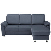 ECKSOFA in Webstoff Blau  220/163 cm  - Chromfarben/Blau, KONVENTIONELL, Textil/Metall (220/163cm) - Beldomo System