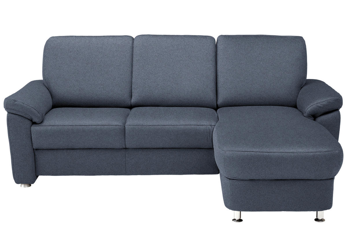 ECKSOFA in Webstoff Blau  220/163 cm  - Chromfarben/Blau, KONVENTIONELL, Textil/Metall (220/163cm) - Beldomo System