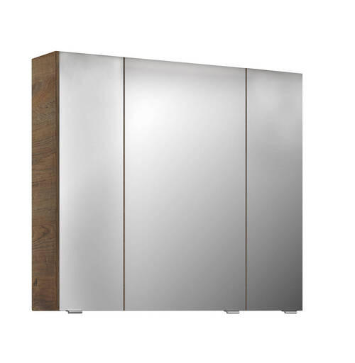 TÜKRÖS SZEKRÉNY 80/70,3/17 cm  - króm/tölgyfa, Basics, faalapú anyag/Üveg (80/70,3/17cm) - Sadena
