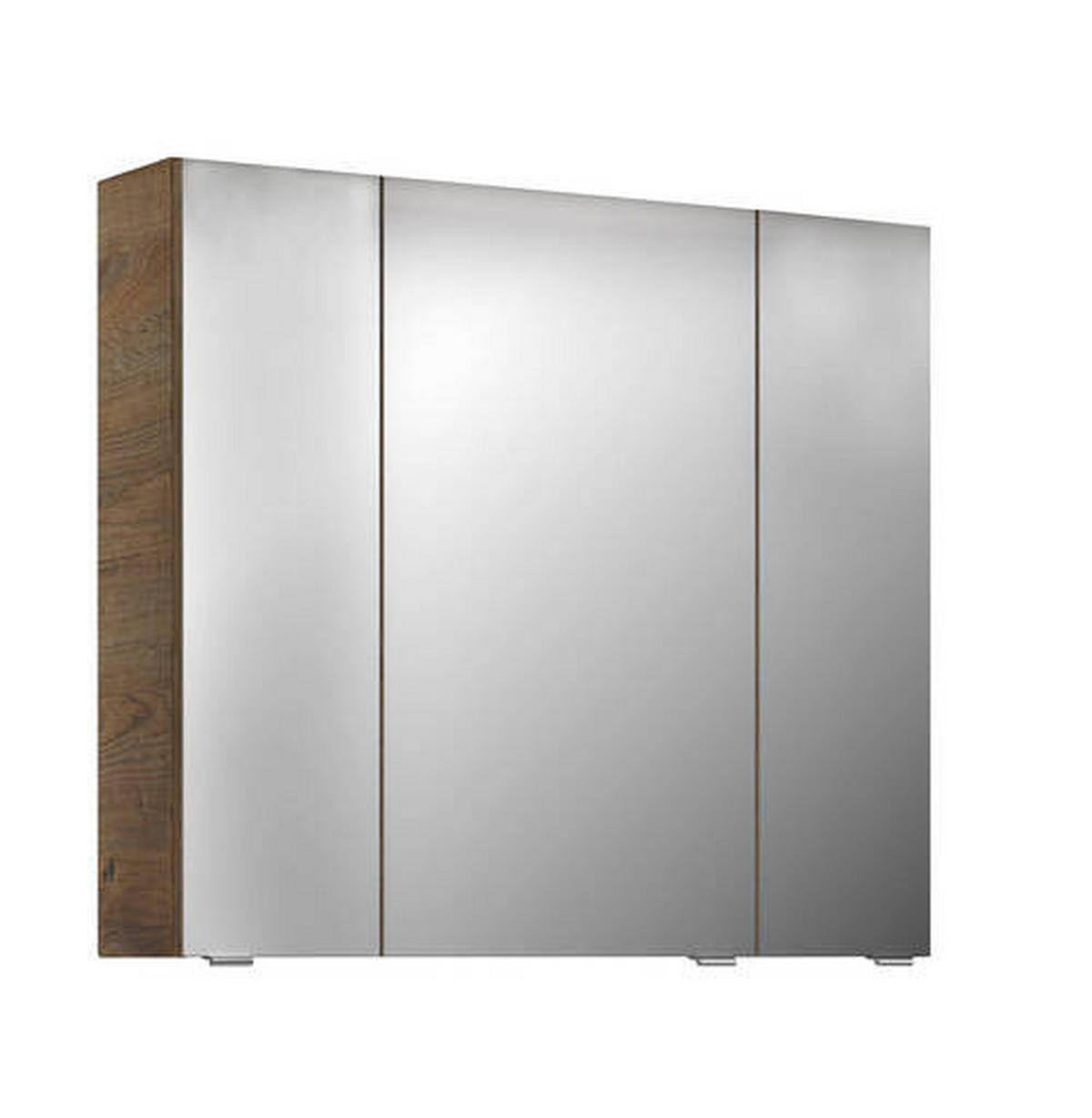 TÜKRÖS SZEKRÉNY 80/70,3/17 cm  - króm/tölgyfa, Basics, faalapú anyag/Üveg (80/70,3/17cm) - Sadena