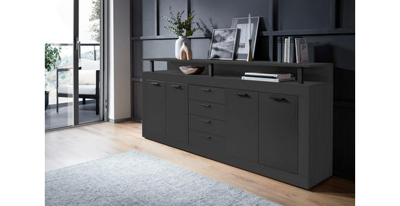 SIDEBOARD in 195/88/38 cm - Anthrazit/Schwarz, Basics, Holzwerkstoff/Kunststoff (195/88/38cm) - Xora
