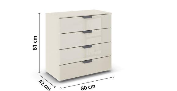 KOMMODE  in 80/81/42 cm  - Champagner/Dunkelgrau, Design, Glas/Holzwerkstoff (80/81/42cm) - Carryhome
