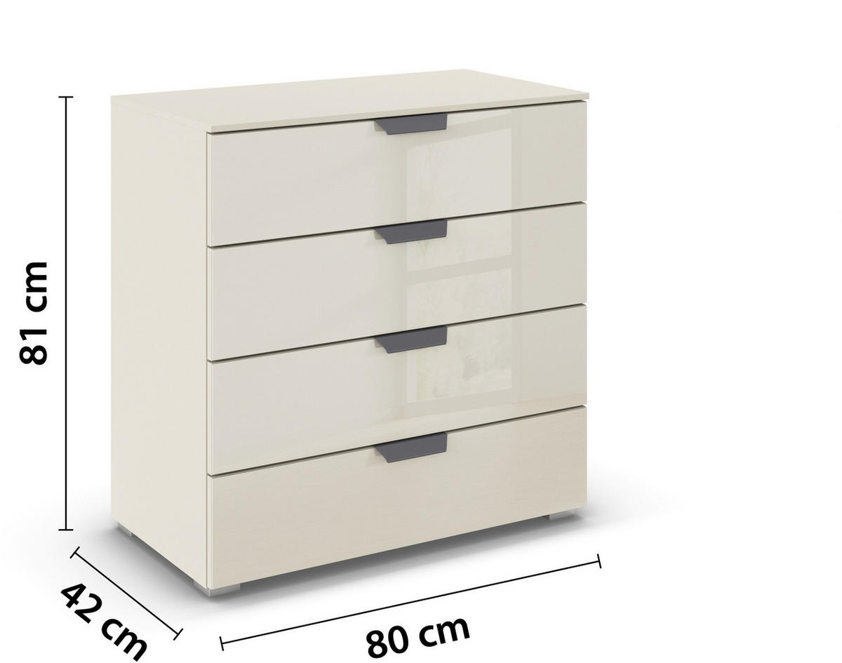 KOMMODE  in 80/81/42 cm  - Champagner/Dunkelgrau, Design, Glas/Holzwerkstoff (80/81/42cm) - Carryhome