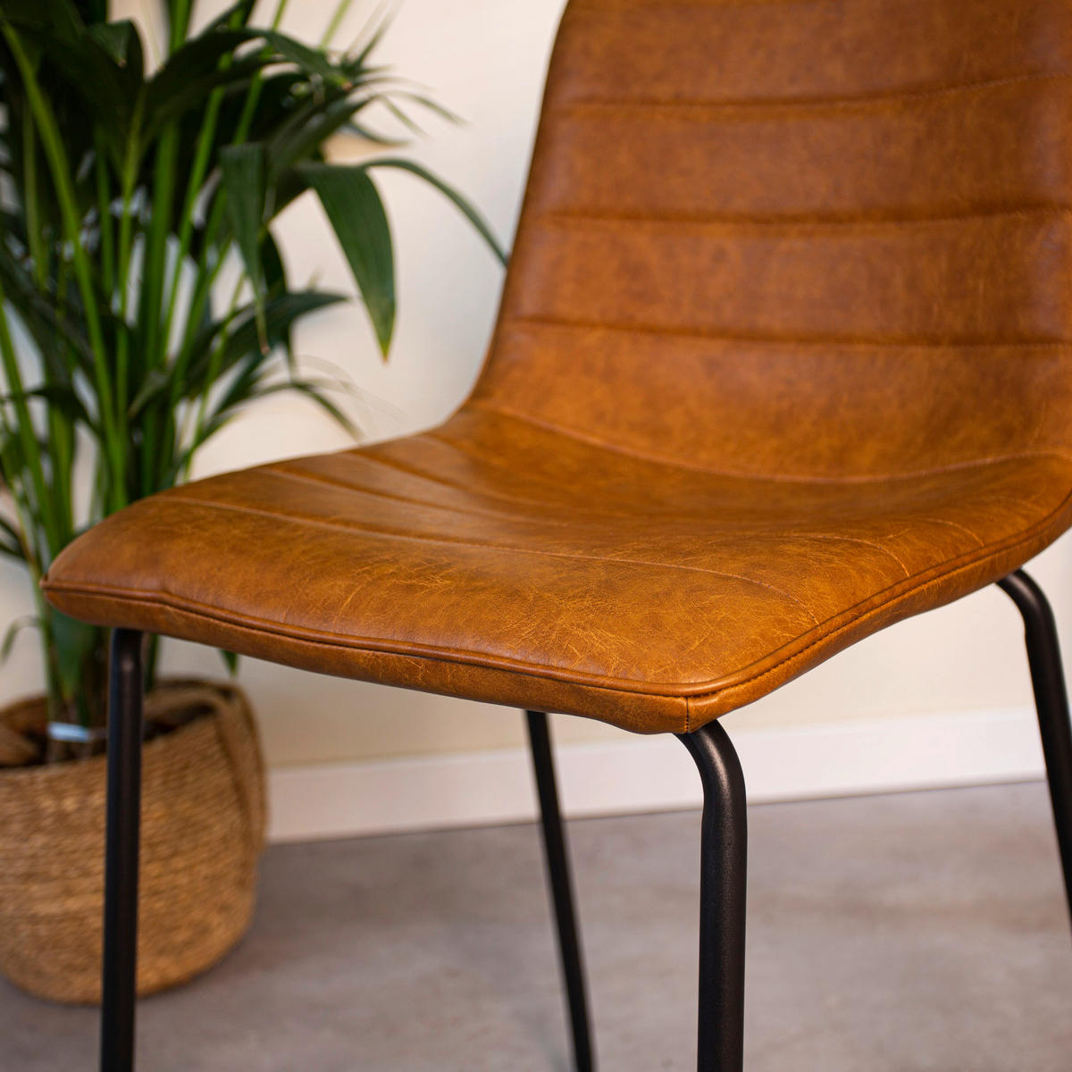 BARHOCKER-SET Lederlook Cognac Stahl  - Cognac/Schwarz, KONVENTIONELL, Kunststoff/Textil (49/98/54,5cm) - MID.YOU