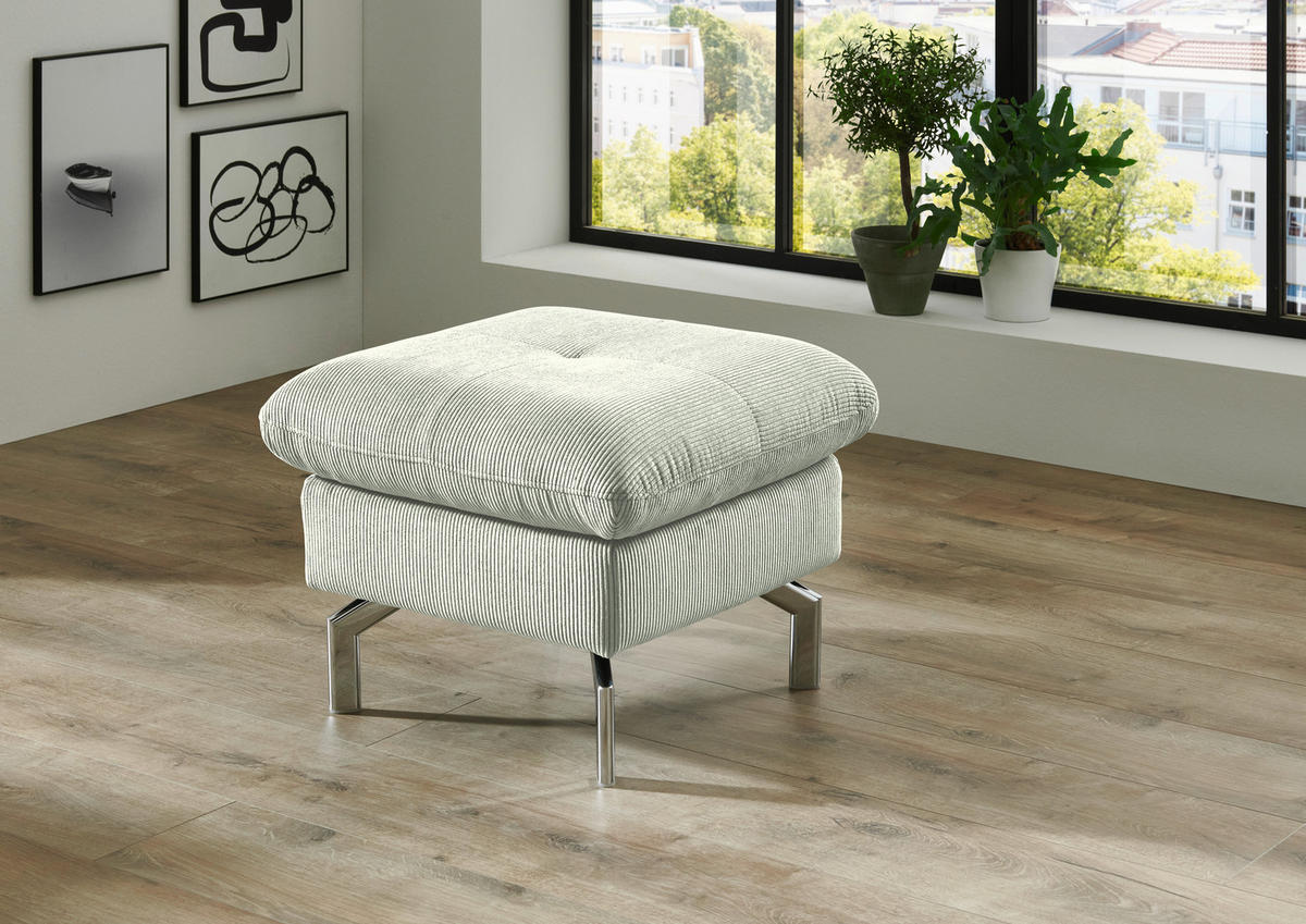 3-SITZER-SOFA Feincord Creme  - Chromfarben/Creme, Design, Textil/Metall (194/87/105cm) - Beldomo Style