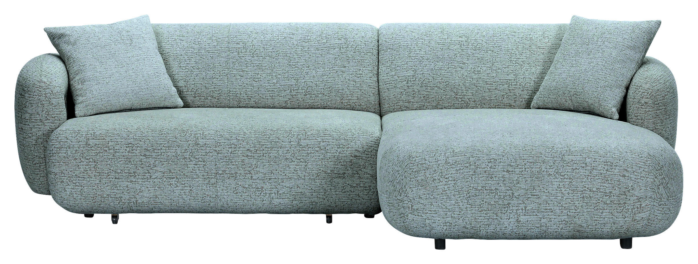 ECKSOFA  in Flachgewebe Mintgrün Zierkissen, Rücken echt, Sitztiefenverstellung  275/162 cm  - Schwarz/Mintgrün, MODERN, Kunststoff/Textil (275/162cm) - Carryhome