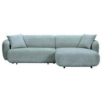 ECKSOFA  in Flachgewebe Mintgrün Zierkissen, Rücken echt, Sitztiefenverstellung  275/162 cm  - Schwarz/Mintgrün, MODERN, Kunststoff/Textil (275/162cm) - Carryhome