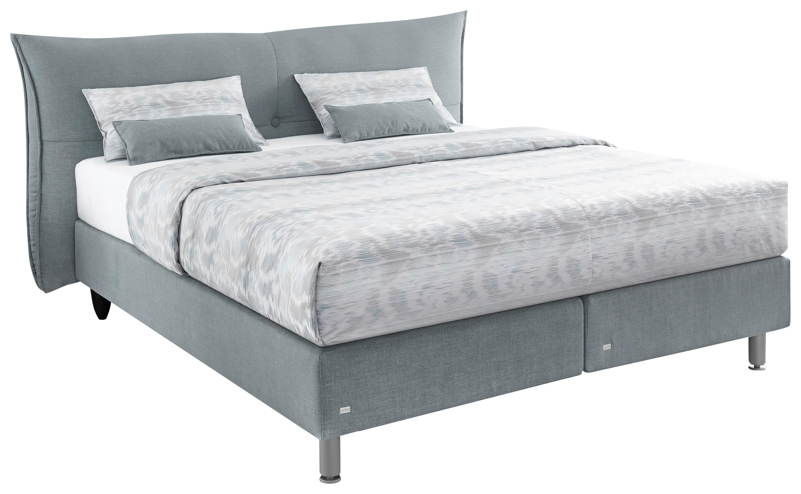 BOXSPRINGBETT 200/200 cm  in Petrol  - Petrol/Alufarben, Design, Textil/Metall (200/200cm) - RUF Betten
