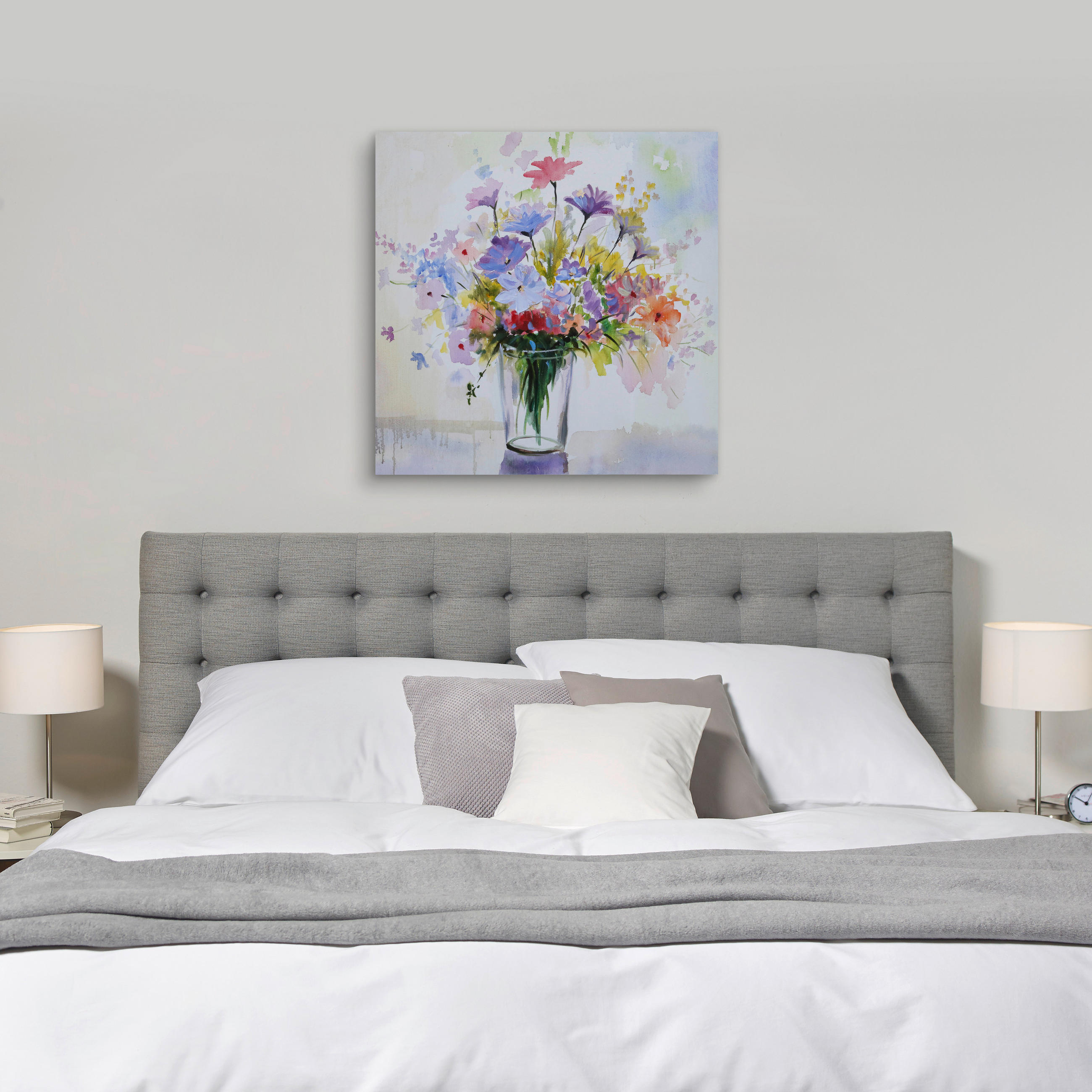 PICTURĂ ÎN ULEI 85/85 cm  - albastru/alb, Konventionell, lemn/textil (85/85cm) - Monee