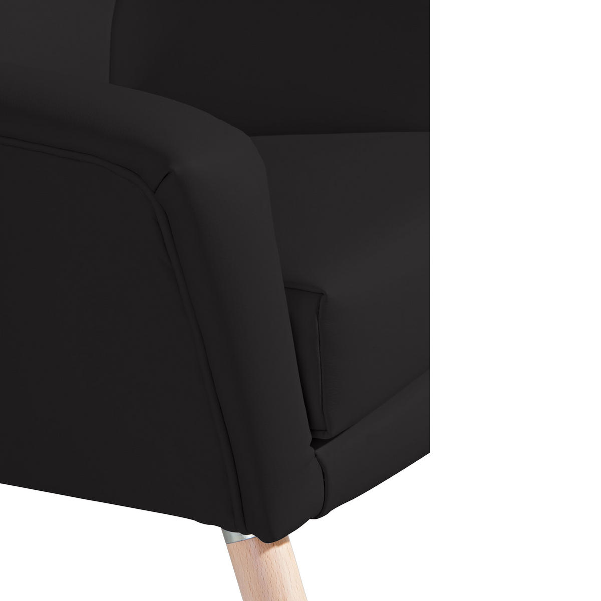 SESSEL in Lederlook Schwarz  - Buchefarben/Schwarz, Design, Holz/Textil (67/81/71cm) - Max Winzer