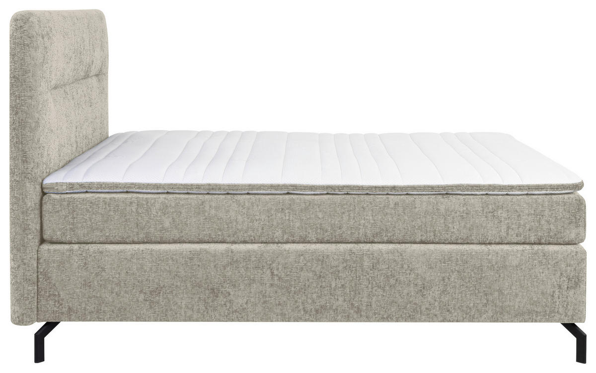 BOXSPRINGBETT 140/200 cm  in Hellgrau  - Hellgrau/Schwarz, Design, Textil/Metall (140/200cm) - Esposa
