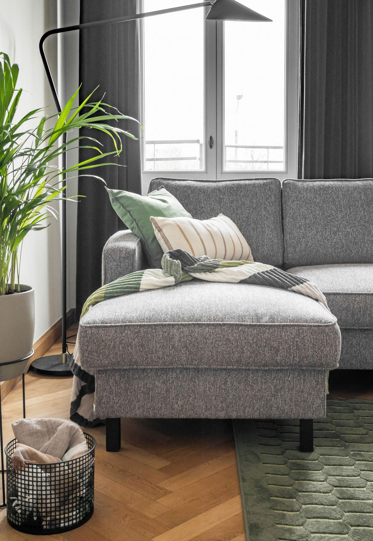 ECKSOFA in Struktur Grau  - Schwarz/Grau, Holz/Textil (148/228cm) - MID.YOU
