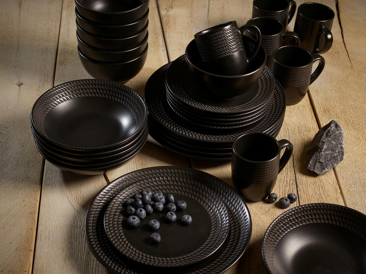 KOMBISERVICE BlackStyle 30-teilig  - Schwarz, Basics, Keramik (16kg) - Echtwerk