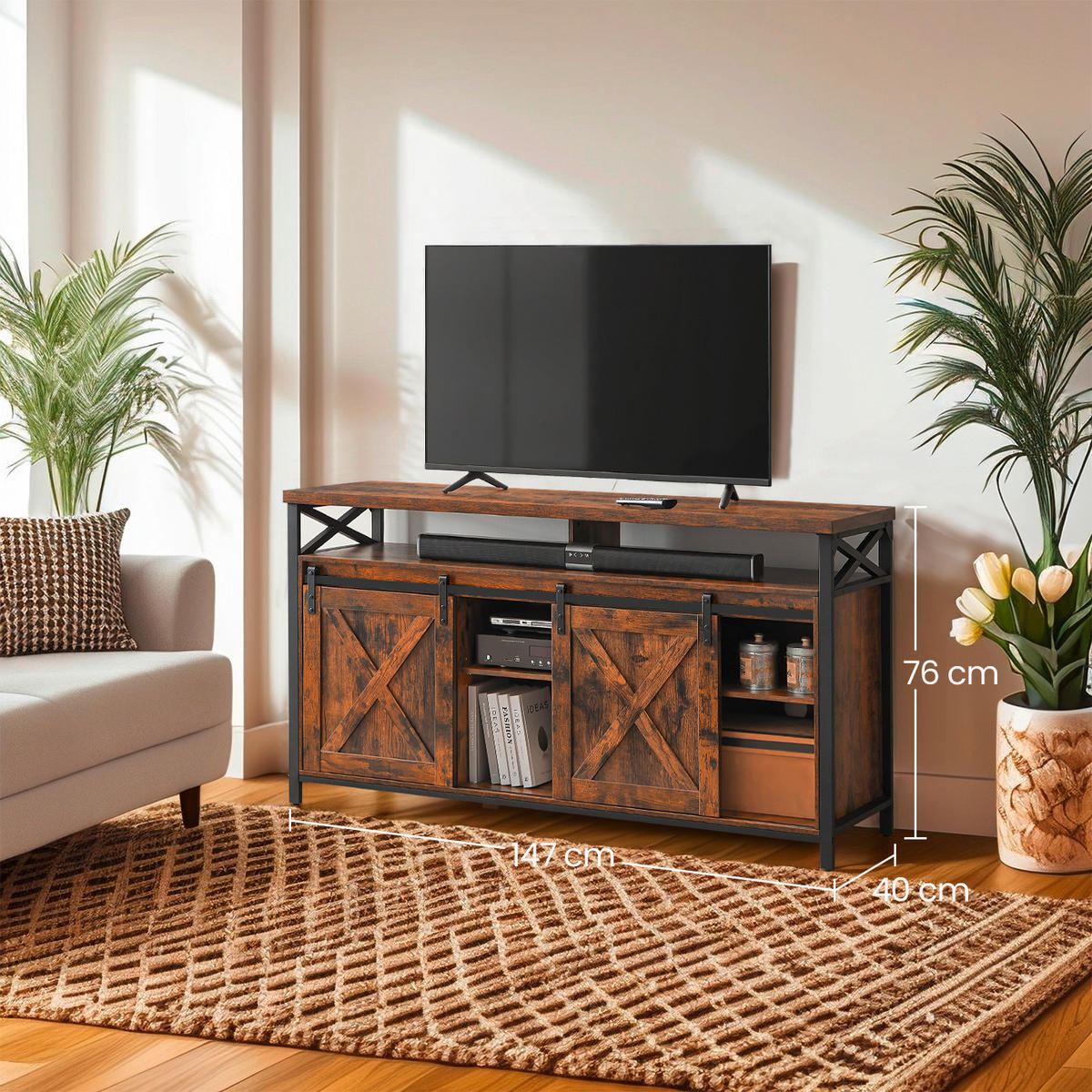 TV-ELEMENT - Dunkelbraun/Schwarz, Trend, Holzwerkstoff (147/76/40cm) - MID.YOU