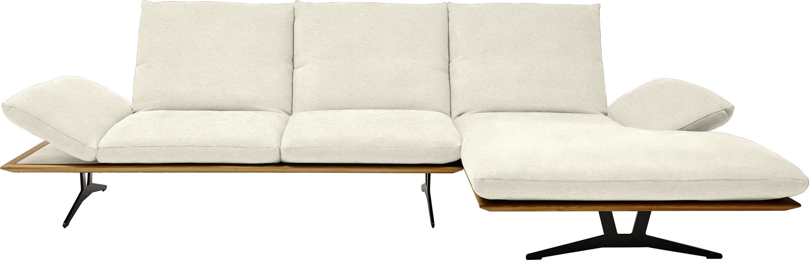 ECKSOFA Formia in Flachgewebe Creme  314/159 cm  - Creme/Schwarz, Design, Holz/Textil (314/159cm) - Dieter Knoll