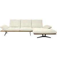 ECKSOFA Formia in Flachgewebe Creme  314/159 cm  - Creme/Schwarz, Design, Holz/Textil (314/159cm) - Dieter Knoll