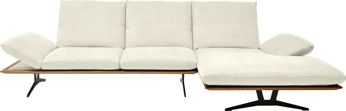 ECKSOFA Formia in Flachgewebe Creme  314/159 cm  - Creme/Schwarz, Design, Holz/Textil (314/159cm) - Dieter Knoll