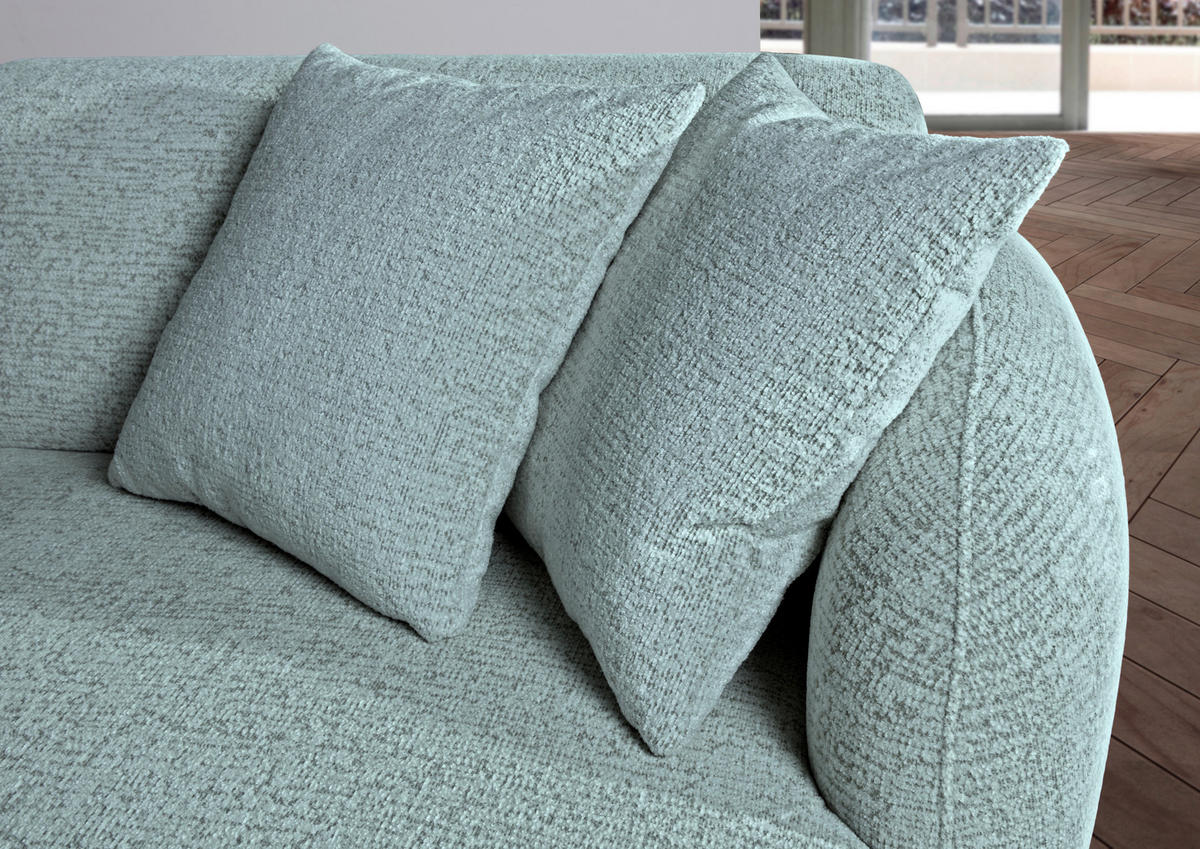 ECKSOFA  in Flachgewebe Mintgrün Zierkissen, Rücken echt, Sitztiefenverstellung  275/162 cm  - Schwarz/Mintgrün, MODERN, Kunststoff/Textil (275/162cm) - Carryhome