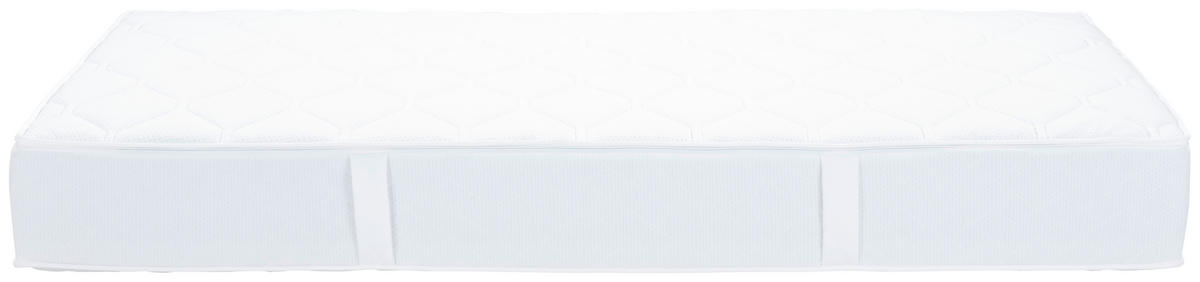 TASCHENFEDERKERNMATRATZE 90/200 cm, Höhe ca.: 25 cm, Wendematratze mit unterschiedlichen Härtegraden, H2 + H3 = mittel + fest, 7-Zonen - Weiß, Textil (90/200cm)