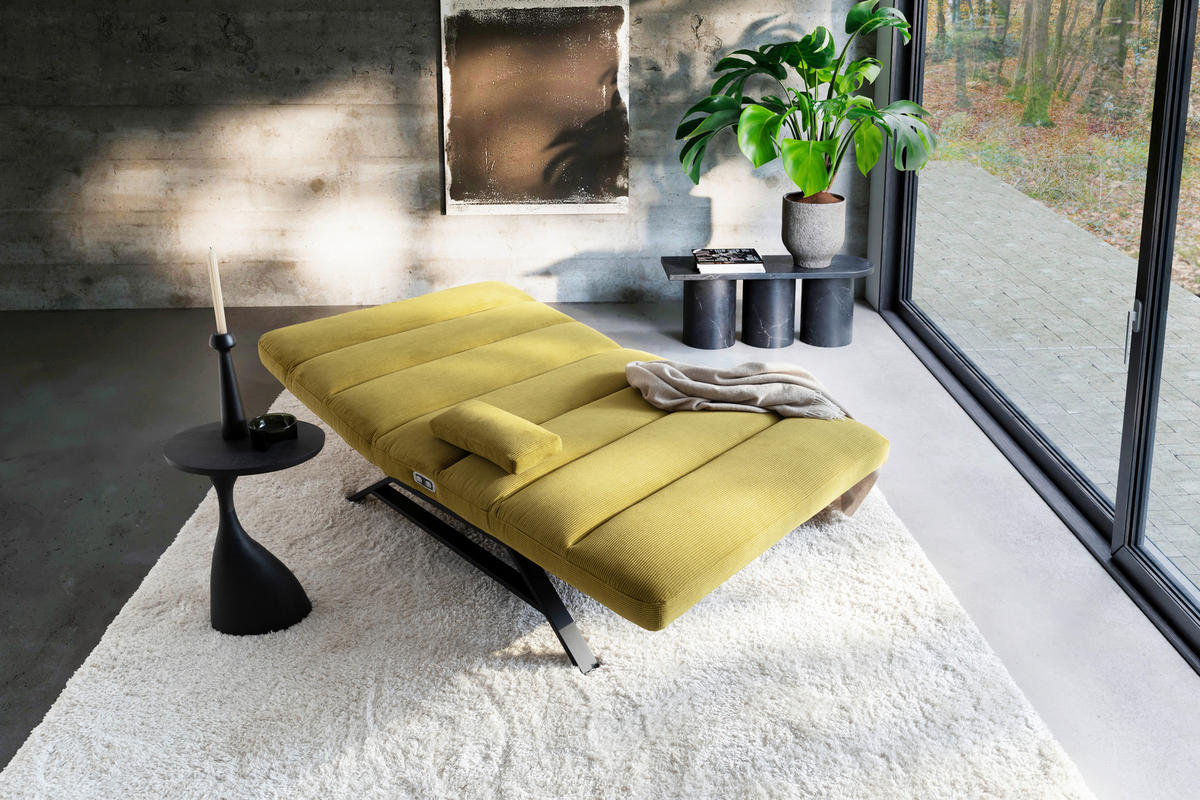 RELAXLIEGE Cord Hellgrün  - Schwarz/Hellgrün, Design, Textil/Metall (120/54-113/158-198cm) - Pure Home Lifestyle